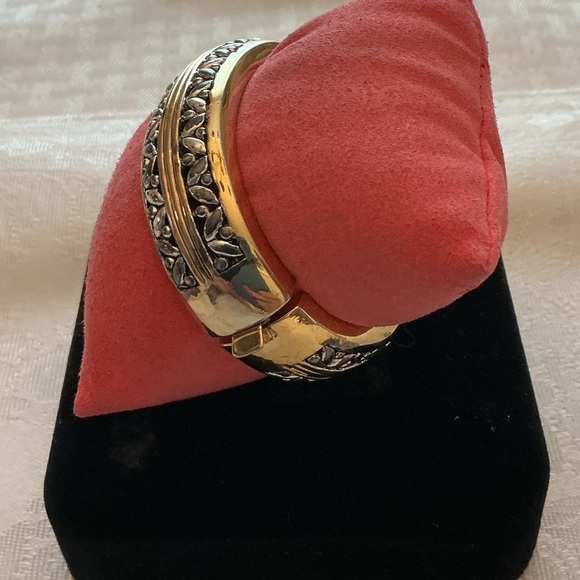 Silver and Gold Tone Hinged Bangle - Picture 5 of 5